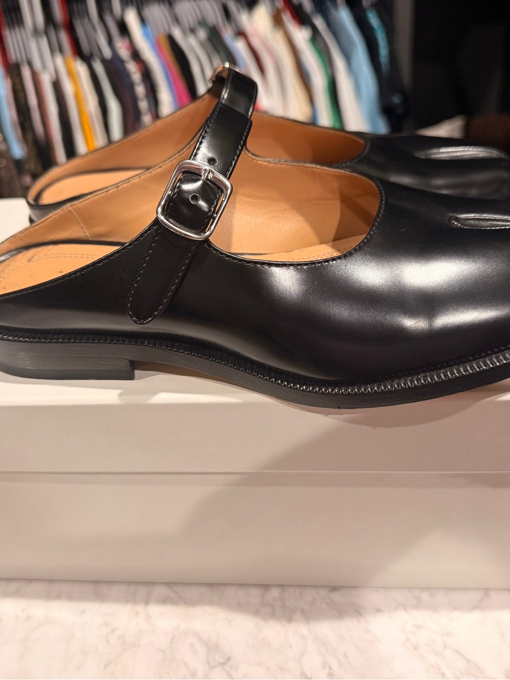 Maison Margiela Black Leather Tabi Mary Jane Mules - Picture 6 of 13